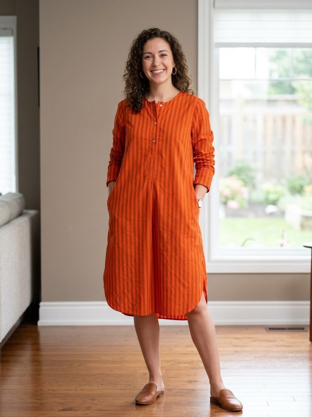 Ischiko by Oska Women's Stripe Button-Up Casual Midi Dress - #250